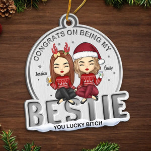 Félicitations pour être ma meilleure amie ! Ornement personnalisé pour meilleure amie ! Forme personnalisée en métal ! Cadeau de Noël pour meilleures amies, meilleures amies et sœurs.
