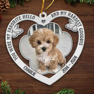 Photo personnalisée « Allée au paradis, à jamais dans nos cœurs » – Ornement commémoratif personnalisé – Forme personnalisée en métal – Cadeau de condoléances, cadeau de Noël pour propriétaires d'animaux et amoureux des animaux