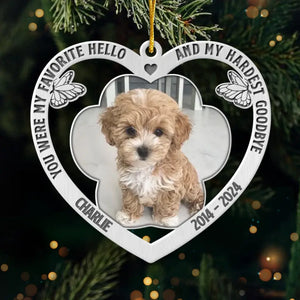 Photo personnalisée « Allée au paradis, à jamais dans nos cœurs » – Ornement commémoratif personnalisé – Forme personnalisée en métal – Cadeau de condoléances, cadeau de Noël pour propriétaires d'animaux et amoureux des animaux