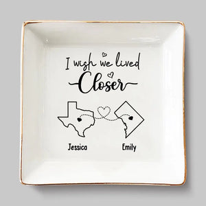 Les vrais amis ne se séparent jamais, peut-être par la distance, mais jamais par le cœur - Plat à bijoux personnalisé Bestie - Cadeau pour meilleures amies, meilleures amies, sœurs