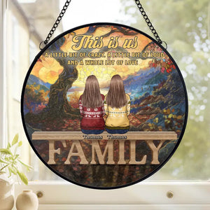 La famille est toujours dans mon cœur ! Attrape-soleil personnalisé à suspendre sur un vitrail ! Cadeau de Noël pour les membres de la famille