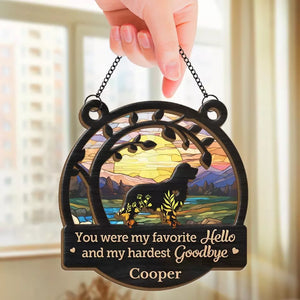 Plus à nos côtés, mais pour toujours dans nos cœurs - Attrape-soleil personnalisé à suspendre à une fenêtre - Cadeau de condoléances pour les propriétaires et les amoureux des animaux