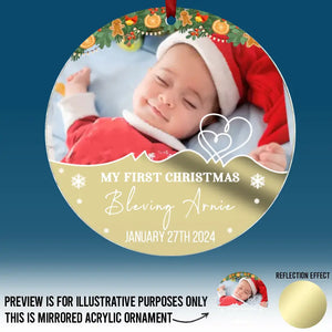 Photo personnalisée « Mon petit lutin répand la joie de Noël ! » – Décoration familiale personnalisée en acrylique miroir – Cadeau de Noël pour bébé, enfant et nouveau-né
