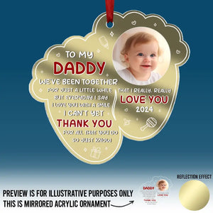 Photo personnalisée Merci pour tout ce que vous faites - Ornement personnalisé en acrylique miroir personnalisé pour la famille - Cadeau de Noël pour bébé, enfant, nouveau-né