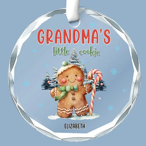 Le pain d'épices de grand-mère et sa tendresse - Décoration de Noël en verre personnalisée en forme de cercle - Cadeau pour maman et grand-mère
