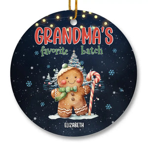 Lot préféré de grand-mère - Ornement personnalisé familial - Forme ronde en céramique - Cadeau de Noël pour maman et grand-mère