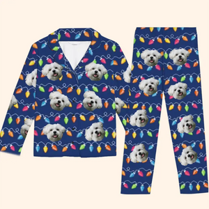 Pyjama personnalisé avec photo « Remue la queue jusqu'à Noël » - Pyjama personnalisé pour chien et chat - Cadeau de Noël pour propriétaires et amoureux des animaux
