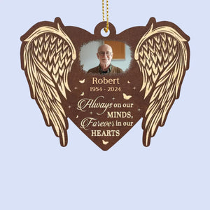 Photo personnalisée toujours présente dans nos esprits - Ornement commémoratif personnalisé en cuir - Cadeau de condoléances, cadeau de Noël pour les membres de la famille