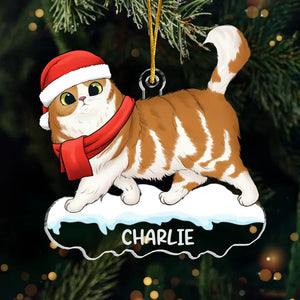 Pattes et réflexion, c'est Noël ! Décoration personnalisée pour chat en acrylique, forme personnalisée. Cadeau de Noël pour les propriétaires et les amoureux des animaux.