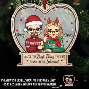 Nos cœurs brillent d'amour ce Noël - Ornement personnalisé en bois et acrylique pour couple - Cadeau de Noël pour mari et femme, anniversaire