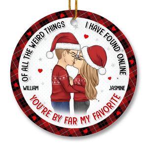 Câlins chaleureux et bisous au gui - Ornement personnalisé pour couple - Forme ronde en céramique - Cadeau de Noël pour mari et femme, anniversaire