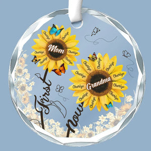 Première maman, maintenant grand-mère - Ornement en verre personnalisé en forme de cercle familial - Cadeau de Noël pour maman et grand-mère