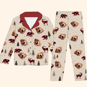 Pyjama personnalisé avec photo de pattes et réflexion sur la joie des fêtes - Pyjama personnalisé pour chien et chat - Cadeau de Noël pour propriétaires et amoureux des animaux