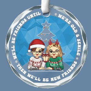 Les amis rendent les fêtes plus chaleureuses ! Décoration de Noël personnalisée en verre avec cercle. Cadeau idéal pour les meilleures amies, les meilleures amies et les sœurs.