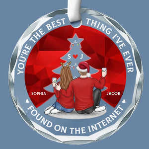 Décoration de Noël en verre avec cercle personnalisé pour couple - Cadeau de Noël pour mari et femme, anniversaire