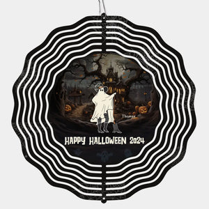 Fantômes et gobelins s'amusent à Halloween ! Moulin à vent personnalisé pour toute la famille ! Cadeau d'Halloween pour toute la famille