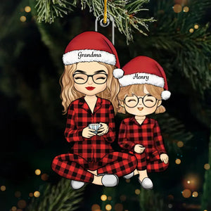 Tout ce que je veux pour Noël, c'est être avec ma famille - Décoration personnalisée pour la famille - Forme personnalisée en acrylique - Cadeau de Noël pour grand-mère