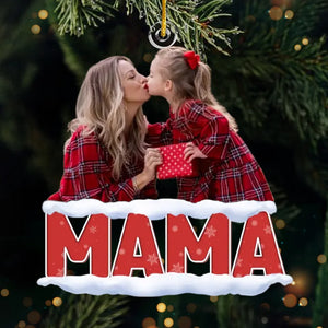 Photo personnalisée : mère et fille forment la meilleure équipe de Noël - Décoration familiale personnalisée - Forme personnalisée en acrylique - Cadeau de Noël pour maman et fille
