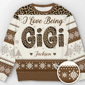 Pull personnalisé pour la famille - Pull en laine unisexe - Cadeau de Noël pour grand-mère