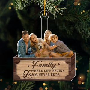 Photo personnalisée : une touche de douceur pour votre décoration de Noël - Ornement personnalisé pour la famille - Forme personnalisée en acrylique - Cadeau de Noël pour les membres de la famille