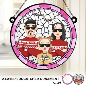 Ensemble, célébrons la magie des fêtes de fin d'année - Décoration de fenêtre personnalisée en forme d'attrape-soleil - Cadeau de Noël pour les membres de la famille