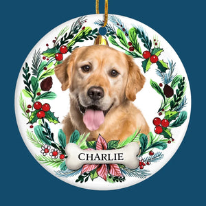Photo personnalisée : Noël est encore meilleur avec un chocolat chaud et un animal de compagnie sur les genoux - Décoration personnalisée pour chien et chat - Forme ronde en céramique - Cadeau de Noël pour les propriétaires et les amoureux des animaux