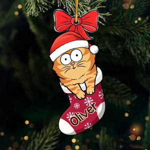 Les fêtes de fin d'année sont plus agréables avec les chats ! Décoration personnalisée en acrylique pour chat ! Cadeau de Noël pour les propriétaires et les amoureux des animaux.