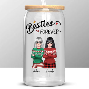 Tasse en verre personnalisée pour les fêtes, tasse à café glacé, cadeau de Noël pour les meilleures amies, les meilleures amies et les sœurs
