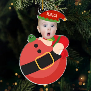 Photo personnalisée « Un petit miracle envoyé d'en haut » - Décoration familiale personnalisée - Acrylique en forme personnalisée - Cadeau de Noël pour bébé, enfant et nouveau-né