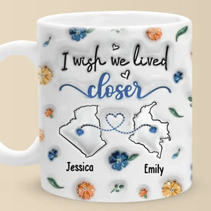 Aucune distance ne peut atténuer la lumière de notre amitié - Mug personnalisé 3D à effet gonflé - Cadeau pour meilleures amies, meilleures amies, sœurs