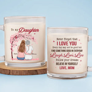 Suivez vos rêves, croyez en vous-même - Tasse en verre personnalisée pour la famille - Cadeau pour maman, fille