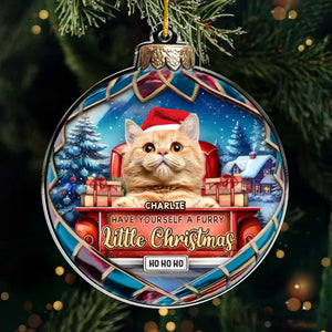 Photo personnalisée : Célébrez Noël avec vos amis à quatre pattes - Décoration personnalisée pour chien et chat - Acrylique en forme personnalisée - Cadeau de Noël pour les propriétaires et les amoureux des animaux
