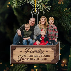 Photo personnalisée : l'unité est ce qui rend la saison lumineuse - Ornement personnalisé pour la famille - Forme personnalisée en acrylique - Cadeau de Noël pour les membres de la famille