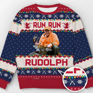 Sweat-shirt personnalisé avec photo « Joyeux Noël » - Pull en laine unisexe - Cadeau de Noël pour papa, grand-père ou mari