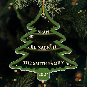 Notre sapin de Noël brille de mille feux - Décoration personnalisée pour la famille - Acrylique en forme personnalisée - Cadeau de Noël pour les membres de la famille
