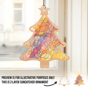 Mon cœur est avec ma famille - Attrape-soleil personnalisé à suspendre à la fenêtre - Cadeau de Noël pour les membres de la famille