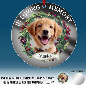 Photo personnalisée en souvenir - Ornement commémoratif personnalisé en acrylique miroir - Cadeau de condoléances, cadeau de Noël pour les propriétaires d'animaux et les amoureux des animaux