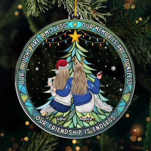 Notre amitié est infinie - Décoration personnalisée pour meilleure amie - Forme personnalisée en acrylique - Cadeau de Noël pour meilleures amies, meilleures amies, sœurs