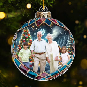 Photo personnalisée : Nous avons hâte de célébrer Noël ensemble - Décoration familiale personnalisée - Acrylique en forme personnalisée - Cadeau de Noël pour grand-mère, grand-père et petit-enfant