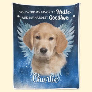 Photo personnalisée « Vos ailes étaient prêtes, mais mon cœur ne l'était pas » – Couverture commémorative personnalisée – Cadeau de condoléances pour les propriétaires d'animaux et les amoureux des animaux