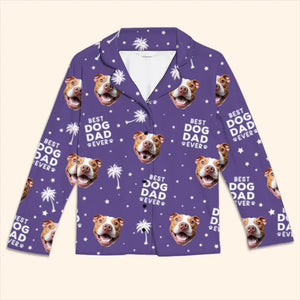 Pyjama personnalisé avec photo « Meilleur papa de chien » - Pyjama personnalisé pour chien et chat - Cadeau de Noël pour propriétaires et amoureux des animaux