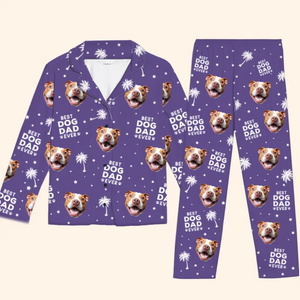 Pyjama personnalisé avec photo « Meilleur papa de chien » - Pyjama personnalisé pour chien et chat - Cadeau de Noël pour propriétaires et amoureux des animaux