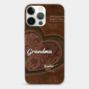 L'amour à chaque contact - Coque de téléphone transparente personnalisée pour la famille - Cadeau pour maman, grand-mère