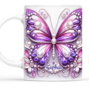 Tasse personnalisée « Brille comme un papillon » avec effet gonflable en 3D et imprimé – Cadeau d'anniversaire, de Noël pour les meilleures amies, les meilleures amies, les sœurs, les mamans et les filles