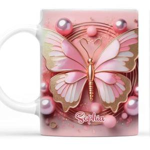 L'amour est comme un papillon, rare et doux - Mug personnalisé avec effet gonflé 3D imprimé - Cadeau d'anniversaire, cadeau de Noël pour les meilleures amies, BFF, sœurs, maman, fille