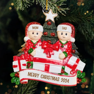 La maison est là où la magie des fêtes se produit - Décoration personnalisée pour la famille - Forme personnalisée en acrylique - Cadeau de Noël pour les membres de la famille