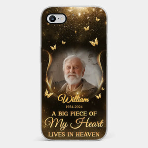 Photo personnalisée « Un gros morceau de mon cœur » – Étui de téléphone transparent personnalisé commémoratif – Cadeau de condoléances pour les membres de la famille