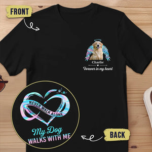 T-shirt unisexe personnalisé avec photo « Forever In My Heart » - Cadeau de condoléances pour les propriétaires et les amoureux des animaux