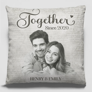 Coussin photo personnalisé « L'amour commence et finit avec vous » - Coussin personnalisé pour couple - Cadeau de Noël pour mari et femme, anniversaire