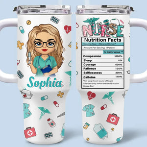 Restez calme et soyez une infirmière ! Gobelet personnalisé en acier inoxydable de 1 134 ml avec poignée. Cadeau d'appréciation, de remerciement et de vie d'infirmière.